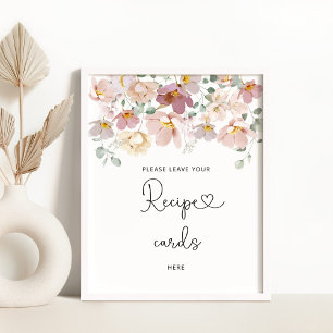 Póster Flores silvestres dejan su tarjeta de receta aquí 
