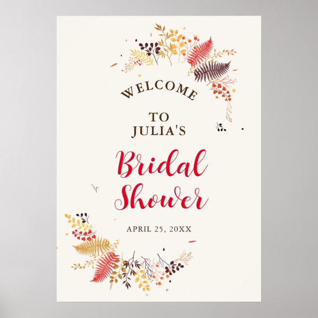 Póster Flores silvestres del bosque helechos hongos folla (Frente)