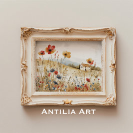 Póster Flores silvestres del campo de la pintura de algod