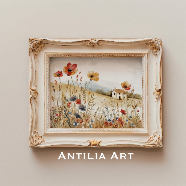Póster Flores silvestres del campo de la pintura de algod (Subido por el creador)