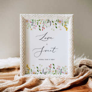 Póster Flores silvestres El amor es dulce toma un regalo 