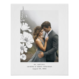 Póster Flores silvestres elegante fotografía Boda moderna