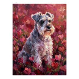 Póster Flores silvestres en forma de corazón de Schnauzer