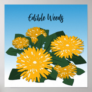 Póster Flores silvestres estilizadas Amarillo Diente de L