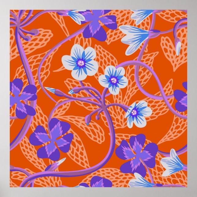 Póster Flores silvestres florecientes decorativas. Bac fl (Frente)