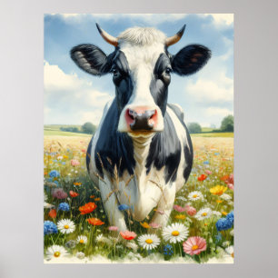 Póster Flores silvestres Holstein Dairy Cow