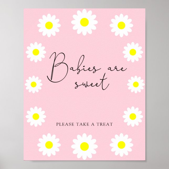 Póster Flores silvestres Margaritas - los bebés son dulce (Frente)