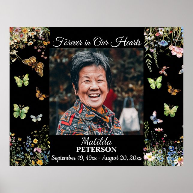 Póster Flores Silvestres Mariposas Celebración De La Vida (Frente)