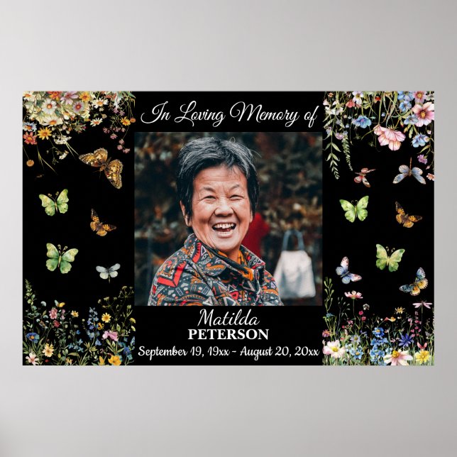 Póster Flores Silvestres Mariposas Celebración De La Vida (Frente)