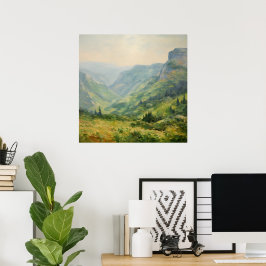 Póster Flores silvestres Montañas Paisaje-Impresionismo A