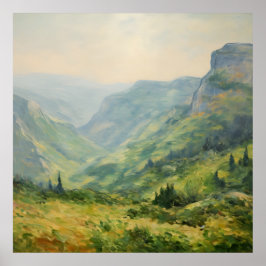 Póster Flores silvestres Montañas Paisaje-Impresionismo A