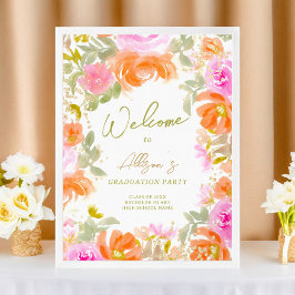 Póster Flores silvestres naranjas de jardín reciben gradu