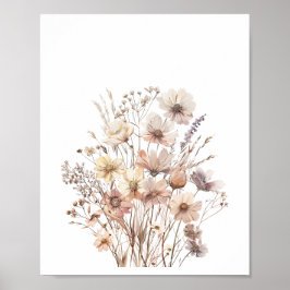 Póster Flores silvestres Pastel Boho Flores acuarela Flor