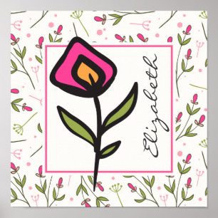 Póster Flores silvestres personalizadas de tallo largo ro