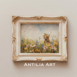 Póster Flores silvestres praderas pintando animal salvaje