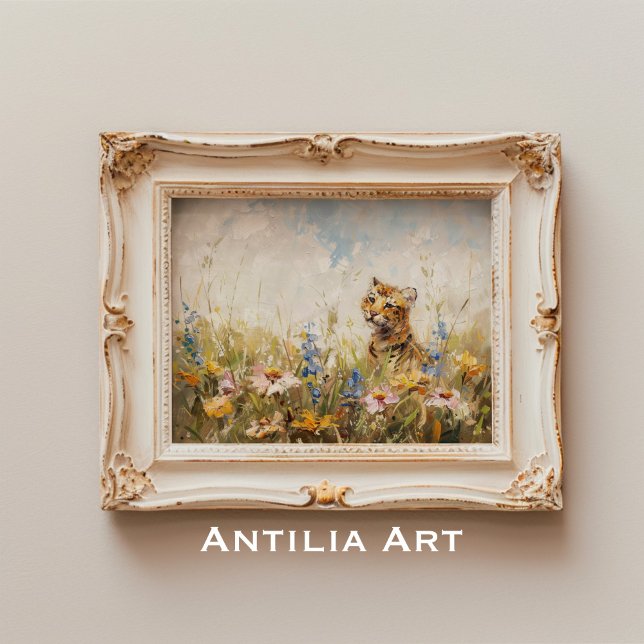 Póster Flores silvestres praderas pintando animal salvaje (Subido por el creador)