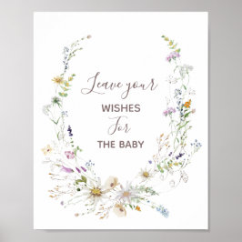 Póster Flores silvestres que Baby Shower desea para el Ró