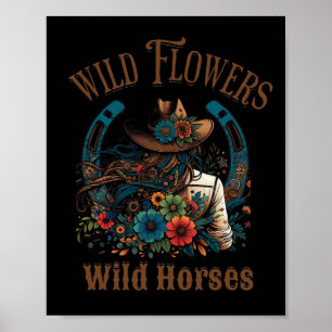 Póster Flores silvestres retro de la gallina del sol del 