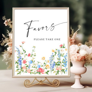 Póster Flores silvestres rosadas en Rubor bohemias favore