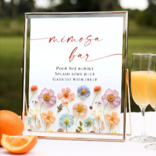 Póster Flores silvestres rosadas pasteles bar Mimosa