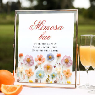 Póster Flores silvestres rosadas pasteles bar Mimosa