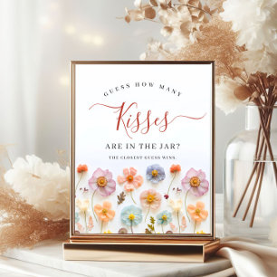 Póster Flores silvestres rosadas pasteles Ducha de novias