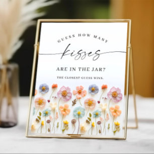 Póster Flores silvestres rosadas pasteles Ducha de novias