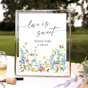 Póster Flores silvestres rosadas pasteles El amor es dulc