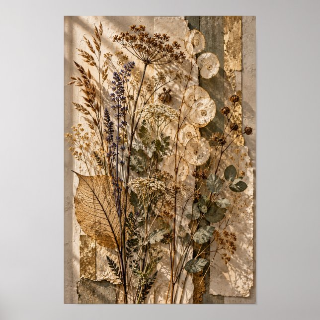 Póster Flores silvestres secas y vainas de semillas trans (Frente)