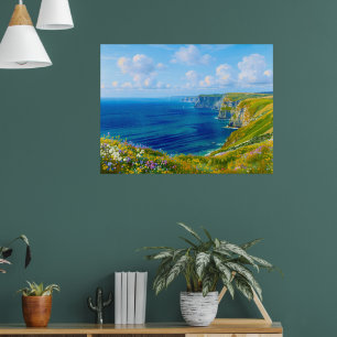 Póster "Flores silvestres sobre el mar" - Un paisaje mari