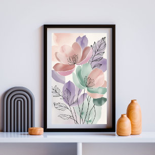 Póster Flores Silvestres Susurrantes Floral Botánica Su