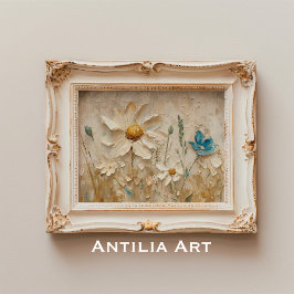 Póster Flores silvestres texturadas en 3D Pintando flores