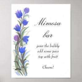 Póster Flores silvestres verdes de sabio azul Mimosa bar