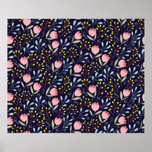 Póster Flores sin costura