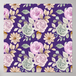 Póster Flores sin foco acuarela