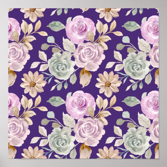 Póster Flores sin foco acuarela (Frente)