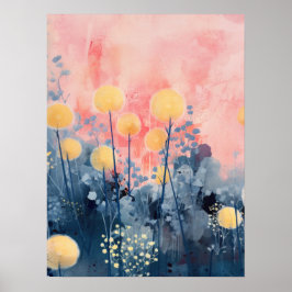 Póster Flores soleadas en un cielo rosa