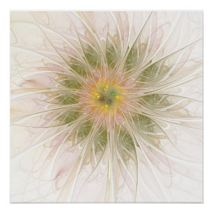 Póster Flores suaves y tiernas fantasía fractal