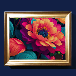 Póster Flores superiores pintadas Negrita 4:3
