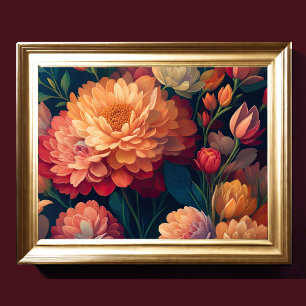 Póster Flores superiores pintadas Negrita 4:3