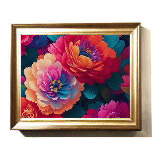 Póster Flores superiores pintadas Negrita 4:3