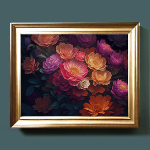 Póster Flores superiores pintadas Negrita 4:3