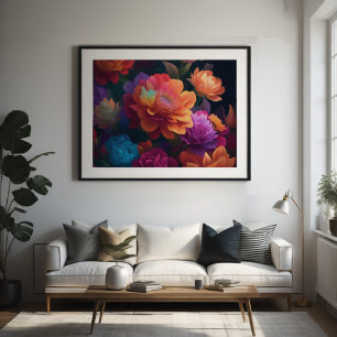 Póster Flores superiores pintadas Negrita 4:3