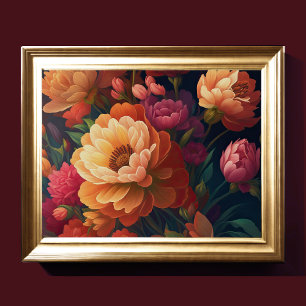 Póster Flores superiores pintadas Negrita 4:3