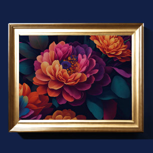 Póster Flores superiores pintadas Negrita 4:3