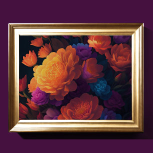 Póster Flores superiores pintadas Negrita 4:3