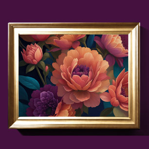 Póster Flores superiores pintadas Negrita 4:3