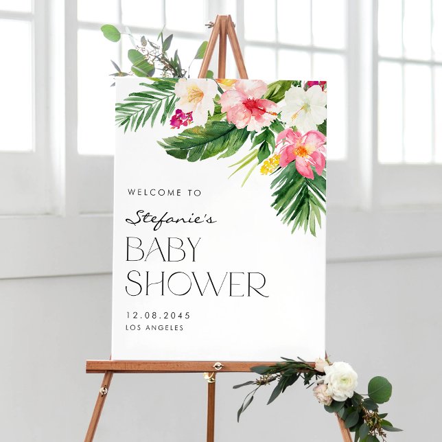 Póster Flores tropicales acuáticas Baby Shower de verano (Subido por el creador)