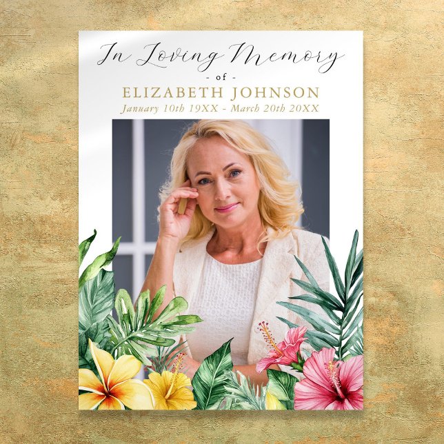 Póster Flores Tropicales Celebración Del Rótulo Funeral D (Tropical Flowers Celebration Of Life Funeral Sign)