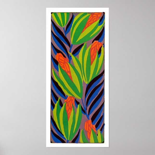 Póster Flores tropicales de estilo Art Decó de Seguí (Frente)